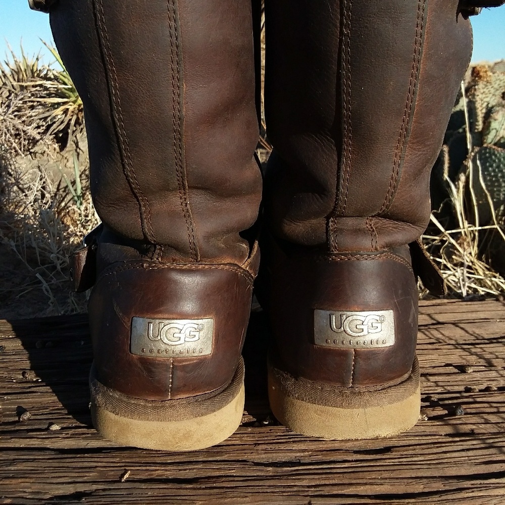 Ugg Awesome Brown Moto/Bomber Boots:sz9 - Picture 6 of 8